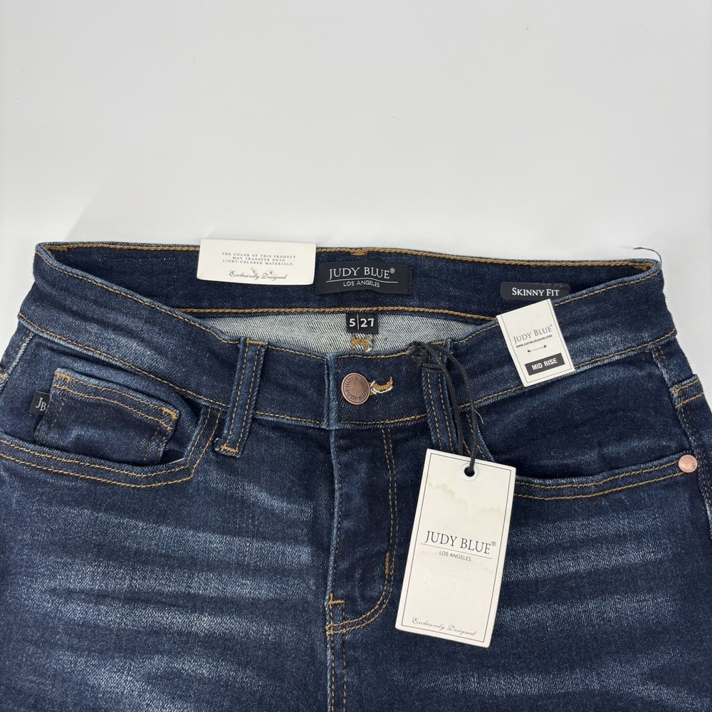 Judy Blue Skinny Fit Mid Rise Jeans Women's Size 5/27 Dark Wash Stretch - Picture 3 of 8